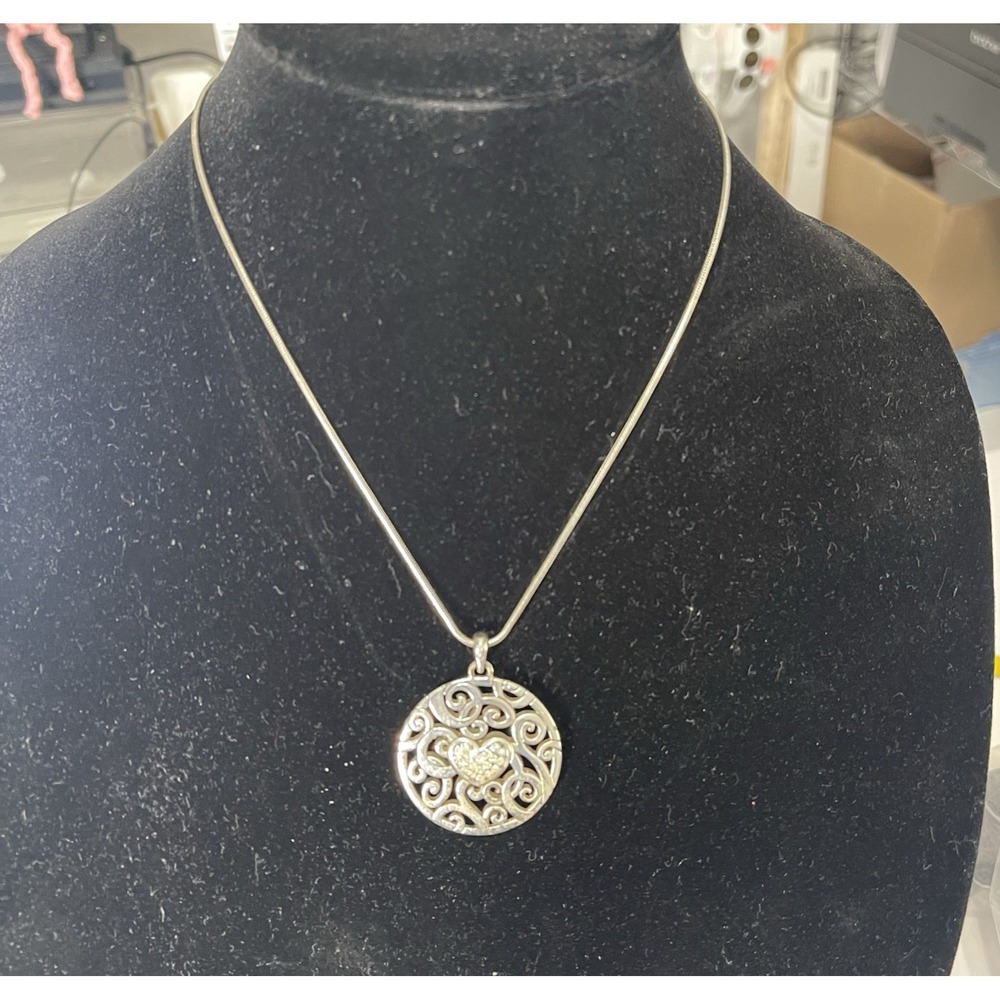 Brighton Paris Lights Crystal Heart‎ Retired Pendant Necklace